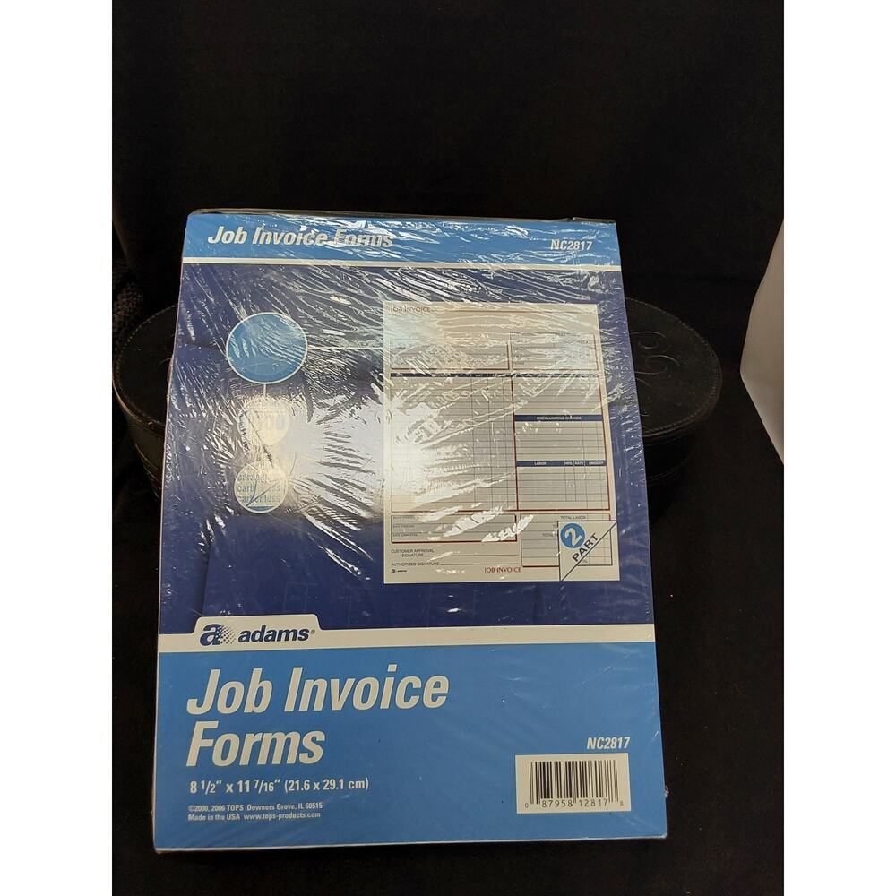 ADAMS 2 PART JOB INVOICE FORMS CARBONLESS 90 SHEETS 8.5 X 11" NC2817